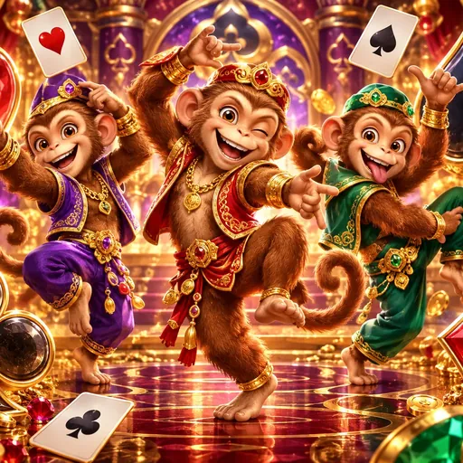 Play the 3 Dancing Monkeys pokie at Here2Win Casino